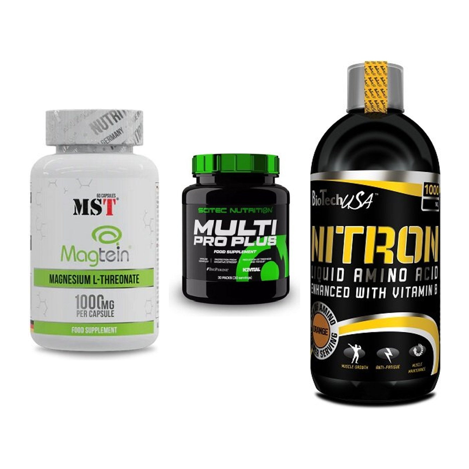 Ausdauer-Set: MST Magnesium + Scitec Multi Pro + BioTech Liquid – alle enthaltenen Artikel