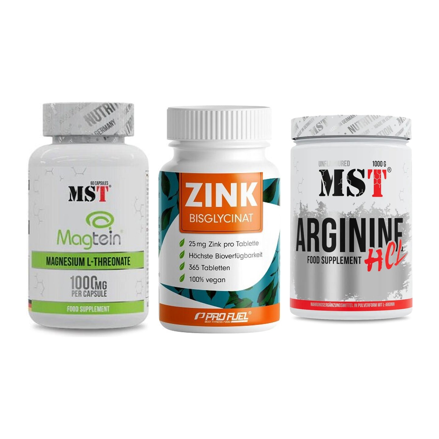 Ausdauer-Set: MST Magnesium + ProFuel Zink + MST Arginine HCL – alle enthaltenen Artikel