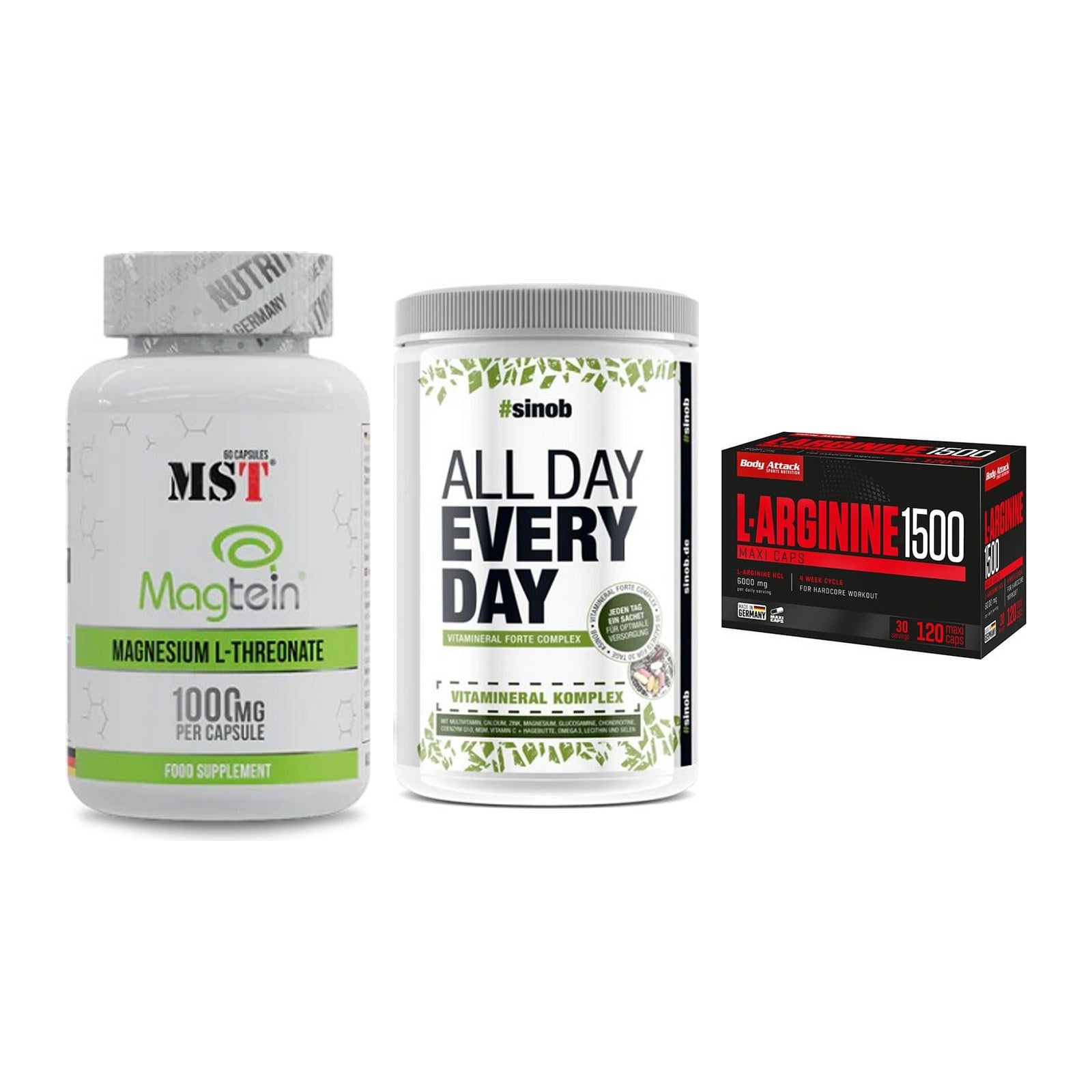 Ausdauer-Set: MST Magnesium + Sinob All Day + Body Attack – alle enthaltenen Artikel