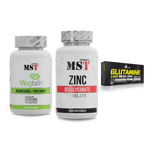 Ausdauer-Set: MST Magnesium + MST Zinc Chelate + Olimp L-Glutamin – alle enthaltenen Artikel