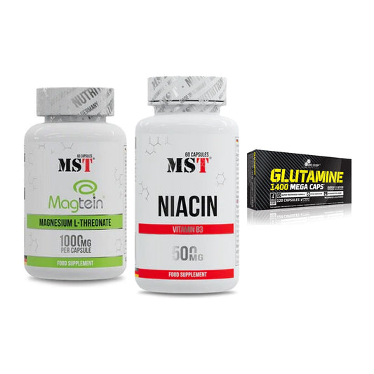 Ausdauer-Set: MST Magnesium + MST Niacin + Olimp L-Glutamin – alle enthaltenen Artikel