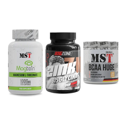 Ausdauer-Set: MST Magnesium + Big Zone Zink + MST BCAA Huge – alle enthaltenen Artikel