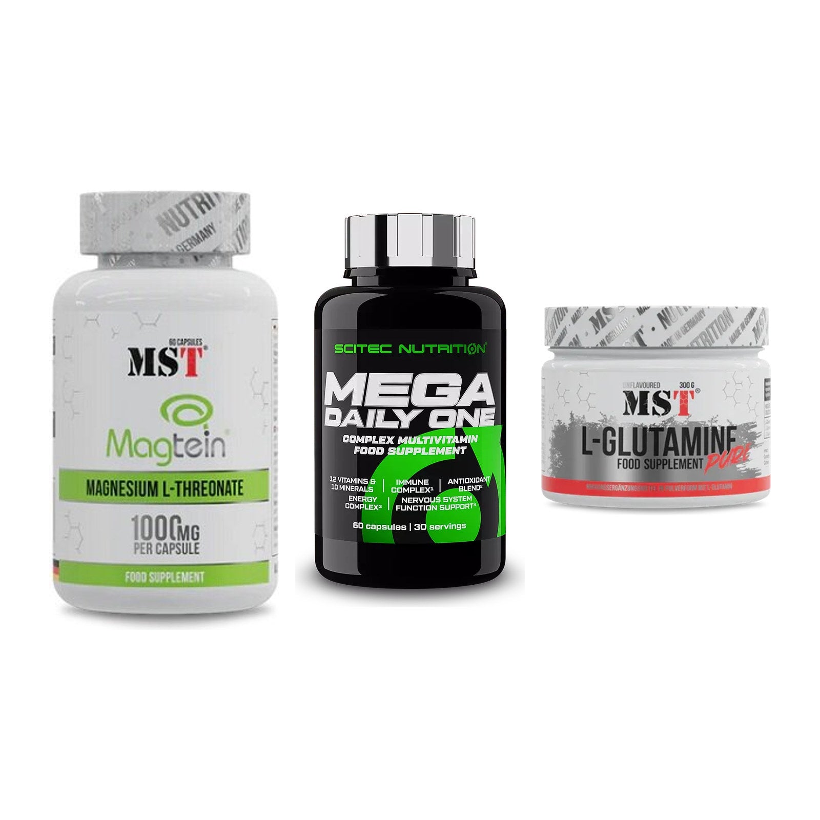 Ausdauer-Set: MST Magnesium + Scitec Mega + MST Glutamine – alle enthaltenen Artikel