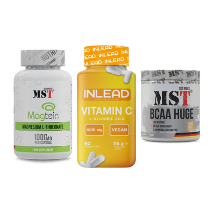 Ausdauer-Set: MST Magnesium + INLEAD Vitamin C + MST BCAA Huge – alle enthaltenen Artikel