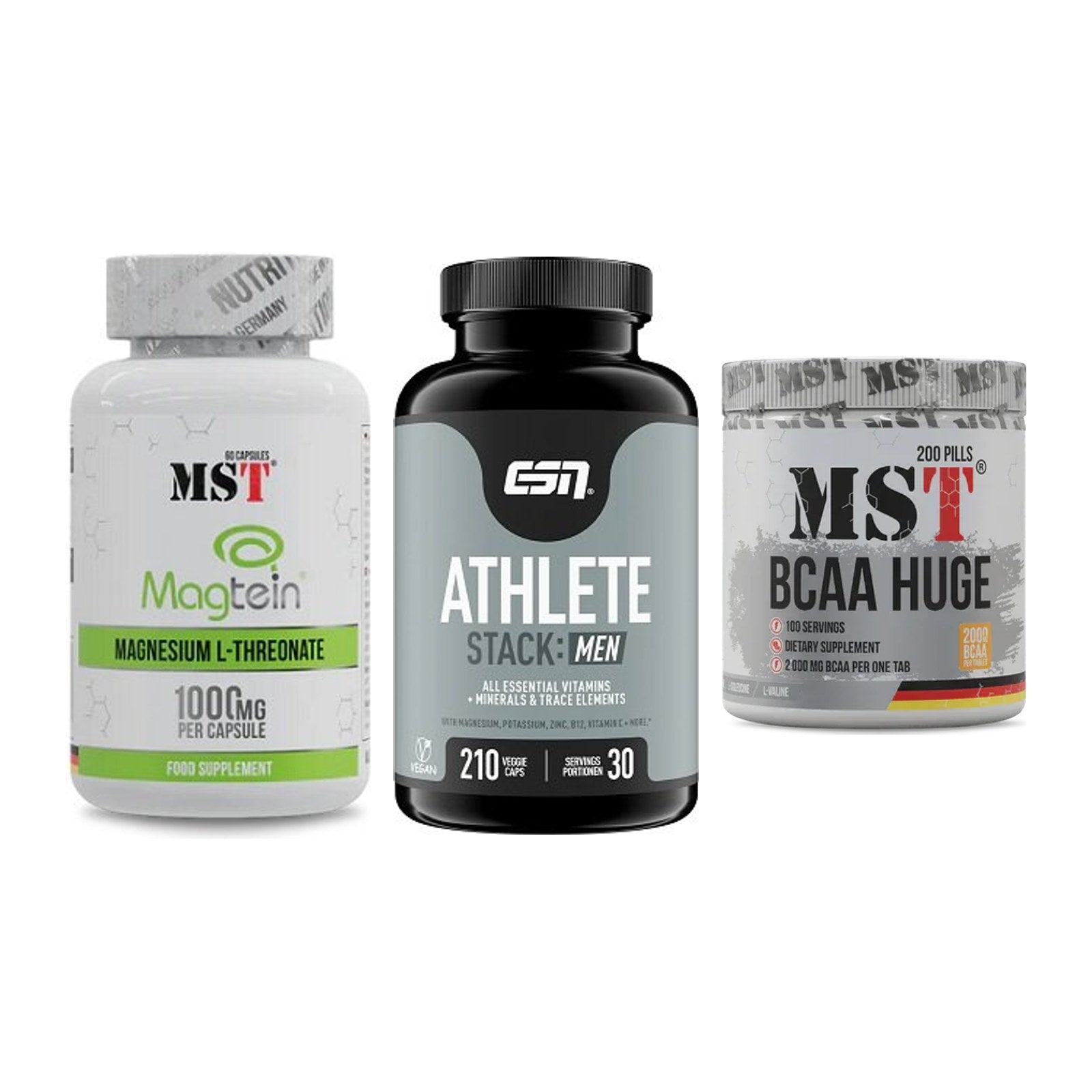 Ausdauer-Set: MST Magnesium + ESN Athlete + MST BCAA Huge – alle enthaltenen Artikel