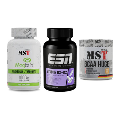 Ausdauer-Set: MST Magnesium + ESN Vitamin D3 + MST BCAA Huge – alle enthaltenen Artikel