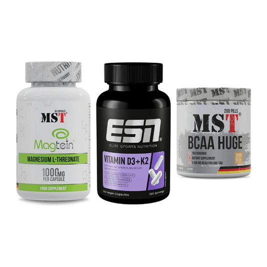 Ausdauer-Set: MST Magnesium + ESN Vitamin D3 + MST BCAA Huge – alle enthaltenen Artikel