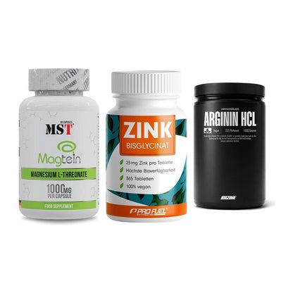 Ausdauer-Set: MST Magnesium + ProFuel Zink + Big Zone L-Argin – alle enthaltenen Artikel
