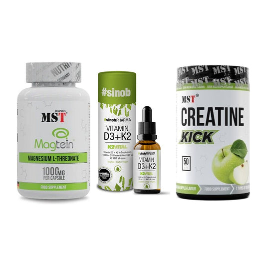 Ausdauer-Set: MST Magnesium + Sinob Vitamin D3 + MST Creatine – alle enthaltenen Artikel