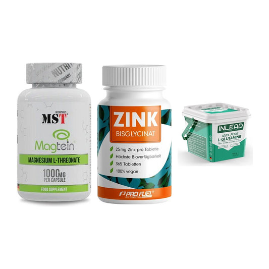 Ausdauer-Set: MST Magnesium + ProFuel Zink + INLEAD L-Glutami – alle enthaltenen Artikel