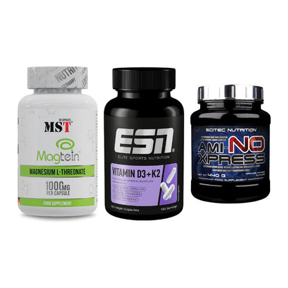 Ausdauer-Set: MST Magnesium + ESN Vitamin D3 + Scitec Ami-NO – alle enthaltenen Artikel