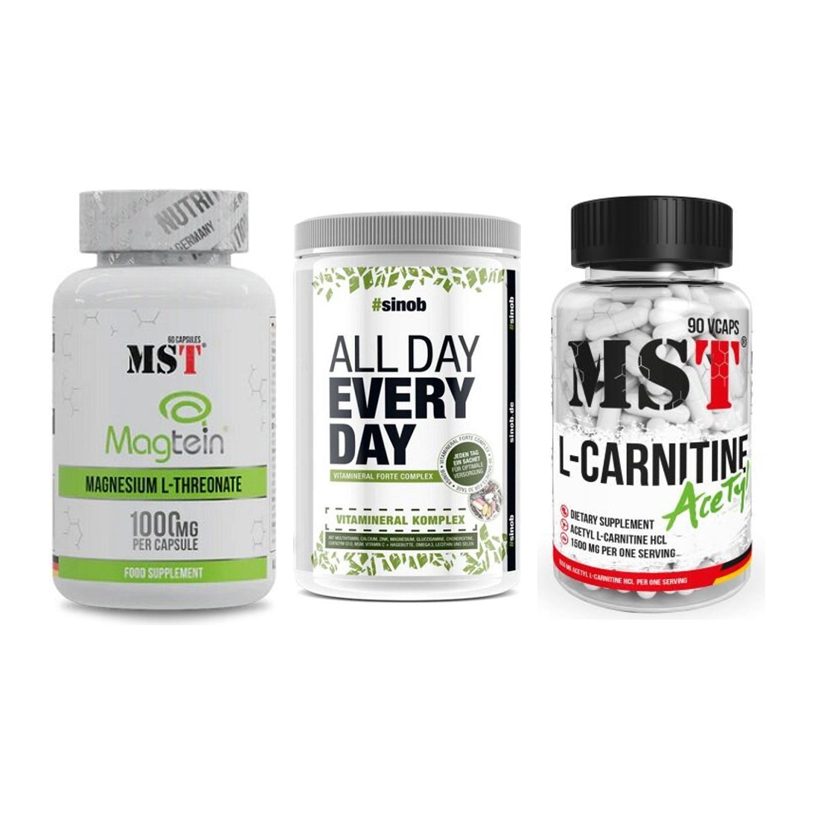 Ausdauer-Set: MST Magnesium + Sinob All Day + MST L-Carnitine – alle enthaltenen Artikel