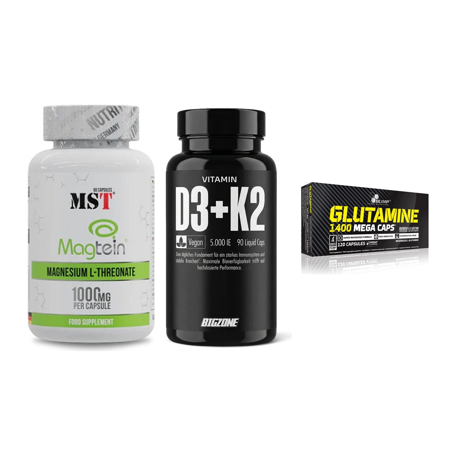 Ausdauer-Set: MST Magnesium + Big Zone Vitamin + Olimp L-Glutamin – alle enthaltenen Artikel