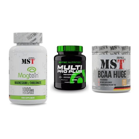 Ausdauer-Set: MST Magnesium + Scitec Multi Pro + MST BCAA Huge – alle enthaltenen Artikel