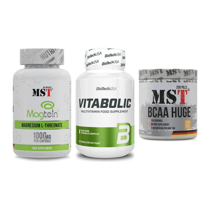 Ausdauer-Set: MST Magnesium + BioTech Vitaboli + MST BCAA Huge – alle enthaltenen Artikel