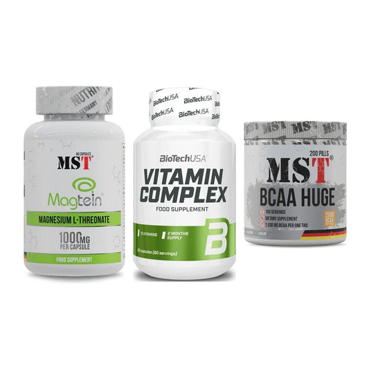 Ausdauer-Set: MST Magnesium + BioTech Vitamin + MST BCAA Huge – alle enthaltenen Artikel