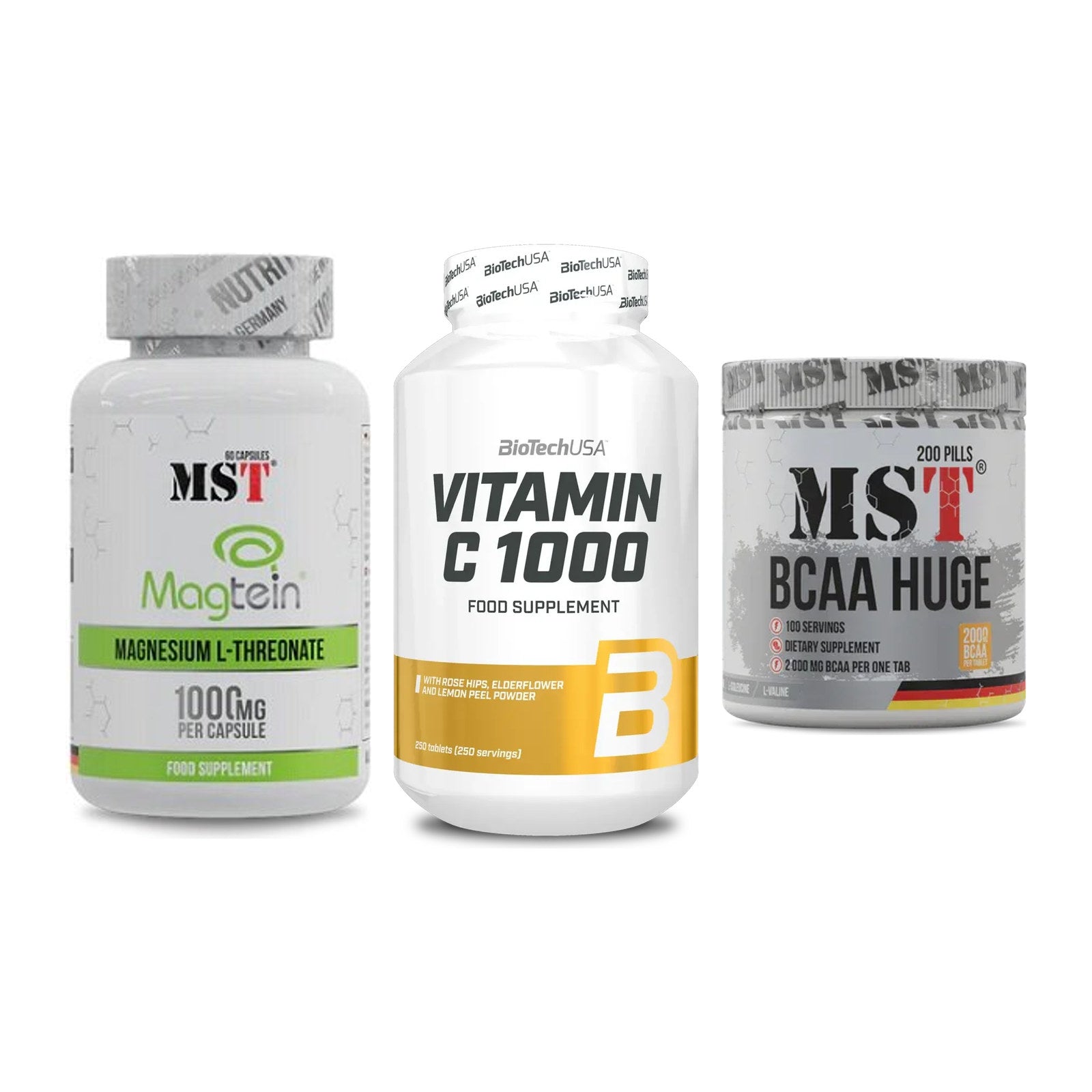 Ausdauer-Set: MST Magnesium + BioTech Vitamin + MST BCAA Huge – alle enthaltenen Artikel