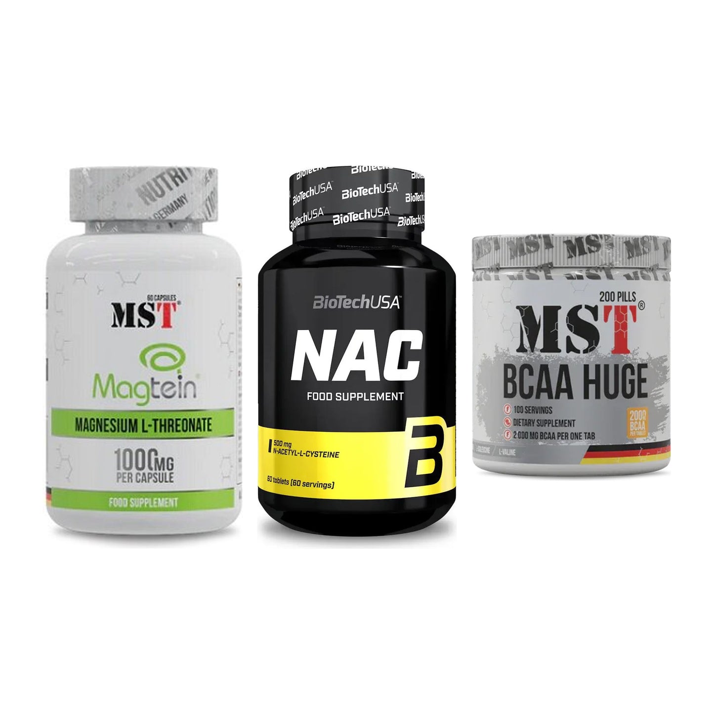 Ausdauer-Set: MST Magnesium + BioTech NAC + MST BCAA Huge – alle enthaltenen Artikel