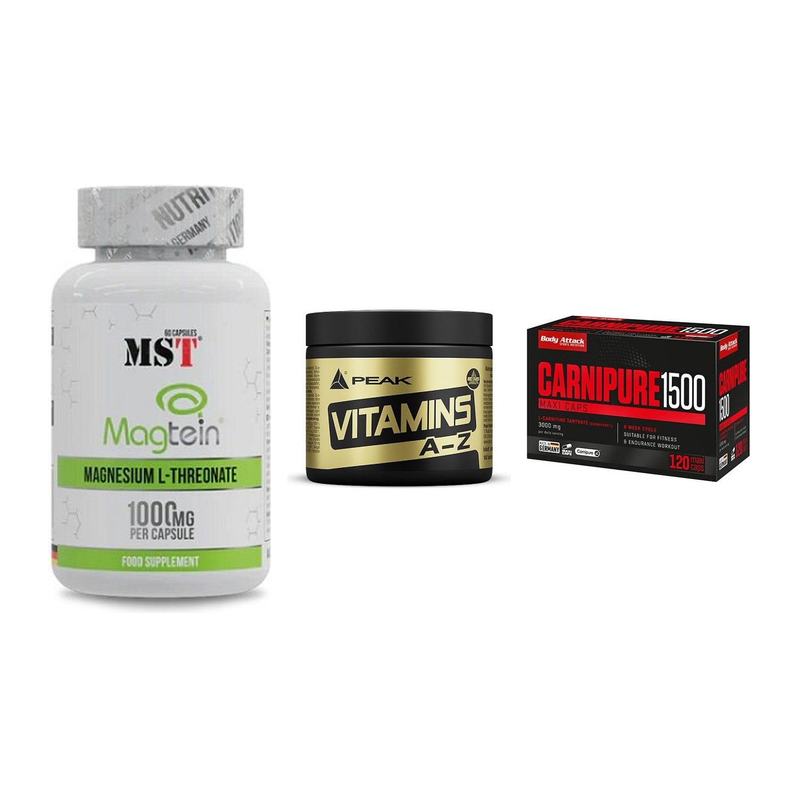 Ausdauer-Set: MST Magnesium + Peak Vitamin A-Z + Body Attack – alle enthaltenen Artikel