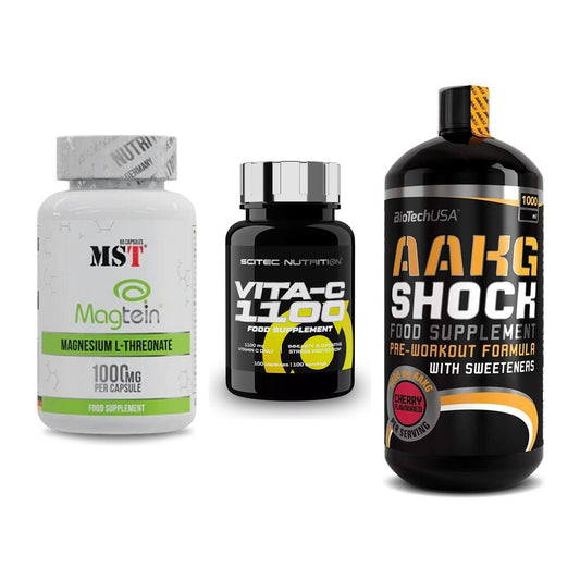 Ausdauer-Set: MST Magnesium + Scitec Vitamin C + BioTech AAKG – alle enthaltenen Artikel