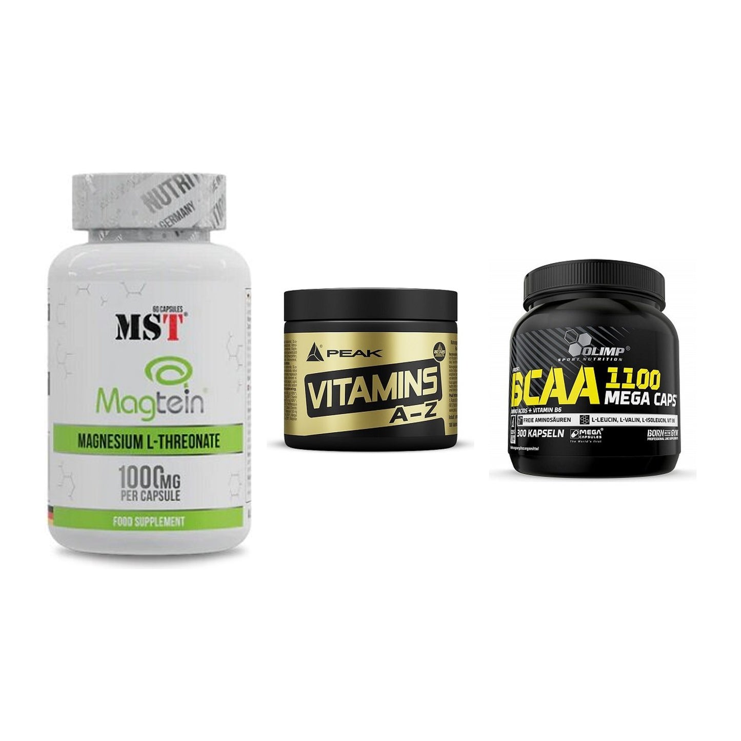 Ausdauer-Set: MST Magnesium + Peak Vitamin A-Z + Olimp BCAA Mega – alle enthaltenen Artikel