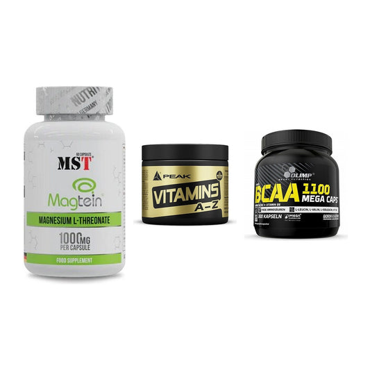 Ausdauer-Set: MST Magnesium + Peak Vitamin A-Z + Olimp BCAA Mega – alle enthaltenen Artikel