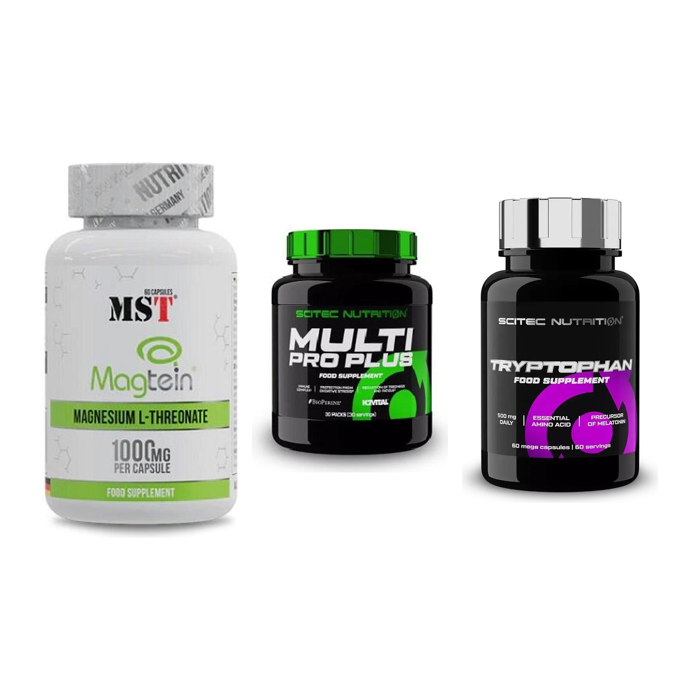Ausdauer-Set: MST Magnesium + Scitec Multi Pro + Scitec Tryptopha – alle enthaltenen Artikel