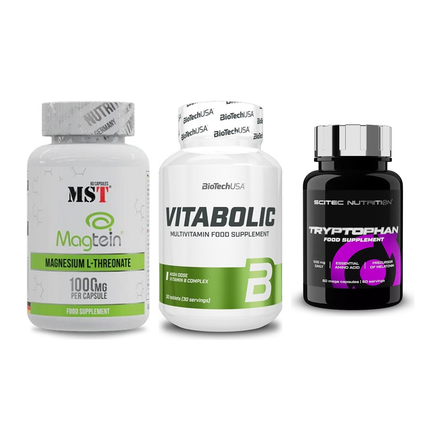 Ausdauer-Set: MST Magnesium + BioTech Vitaboli + Scitec Tryptopha – alle enthaltenen Artikel