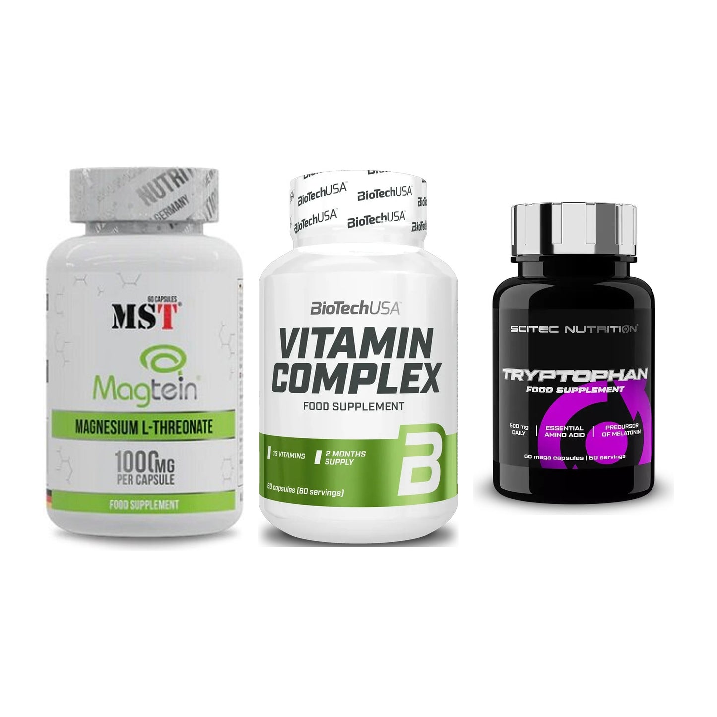Ausdauer-Set: MST Magnesium + BioTech Vitamin + Scitec Tryptopha – alle enthaltenen Artikel