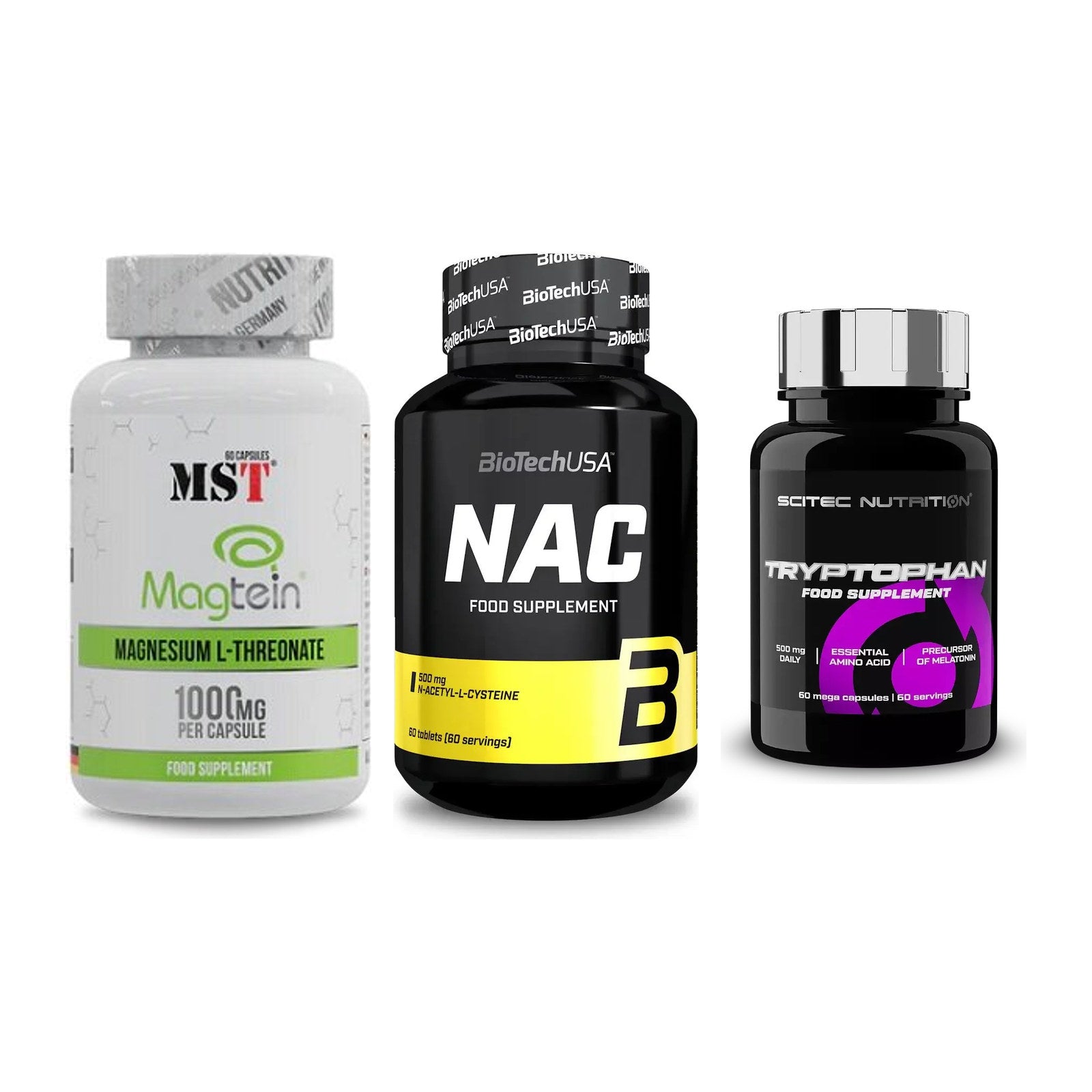 Ausdauer-Set: MST Magnesium + BioTech NAC + Scitec Tryptopha – alle enthaltenen Artikel