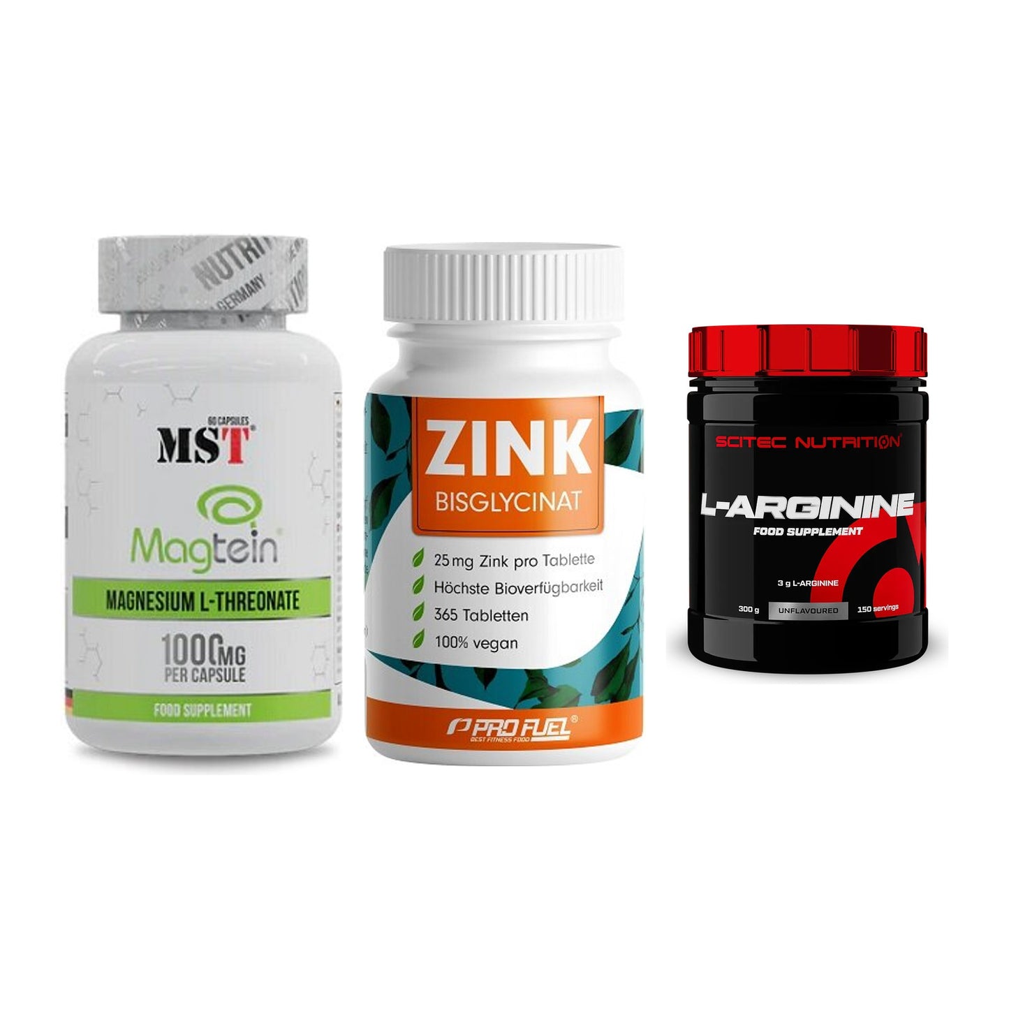 Ausdauer-Set: MST Magnesium + ProFuel Zink + Scitec Arginin – alle enthaltenen Artikel