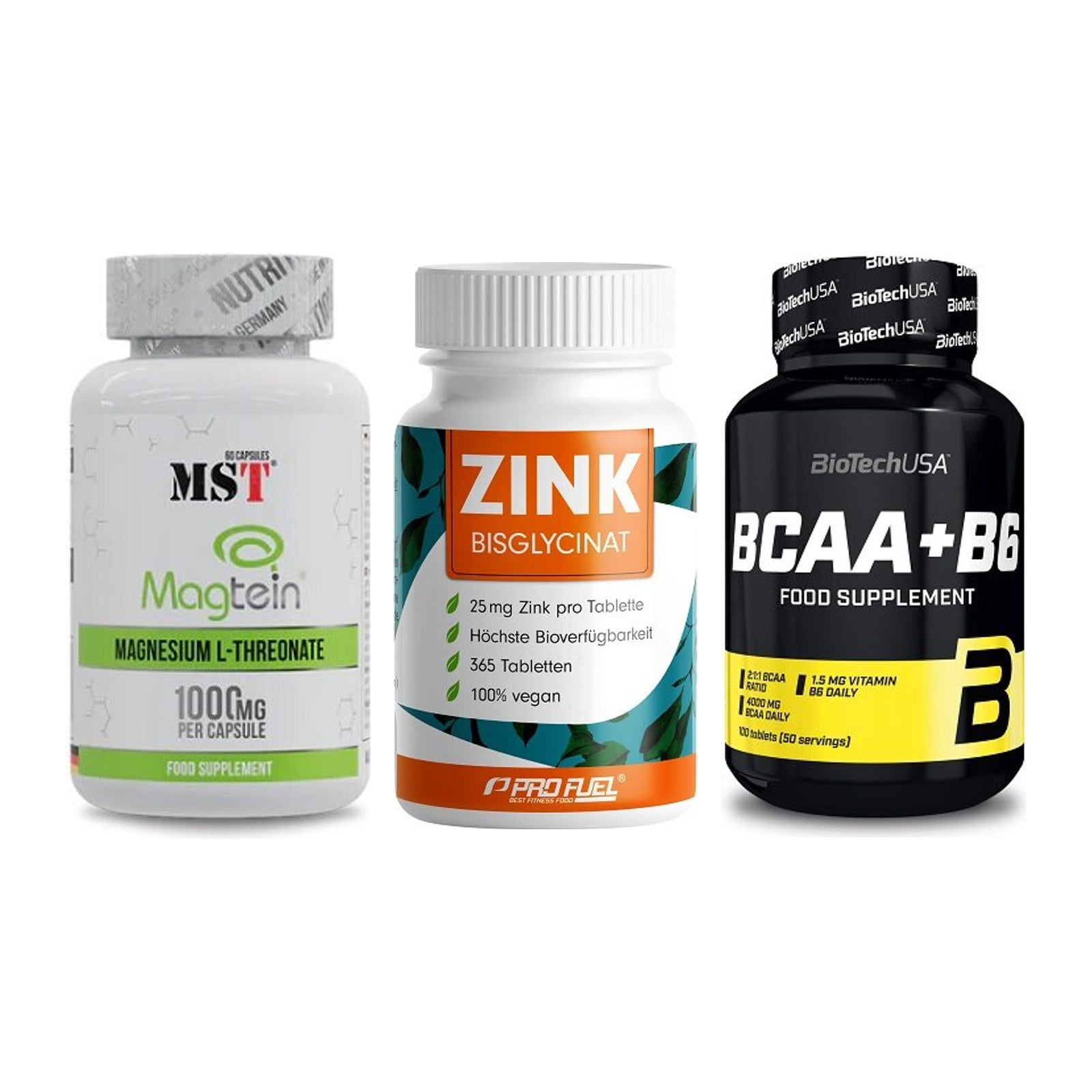 Ausdauer-Set: MST Magnesium + ProFuel Zink + BioTech BCAA+B6 – alle enthaltenen Artikel