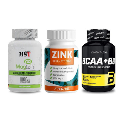 Ausdauer-Set: MST Magnesium + ProFuel Zink + BioTech BCAA+B6 – alle enthaltenen Artikel