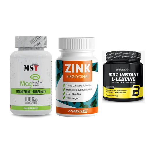 Ausdauer-Set: MST Magnesium + ProFuel Zink + BioTech 100% – alle enthaltenen Artikel