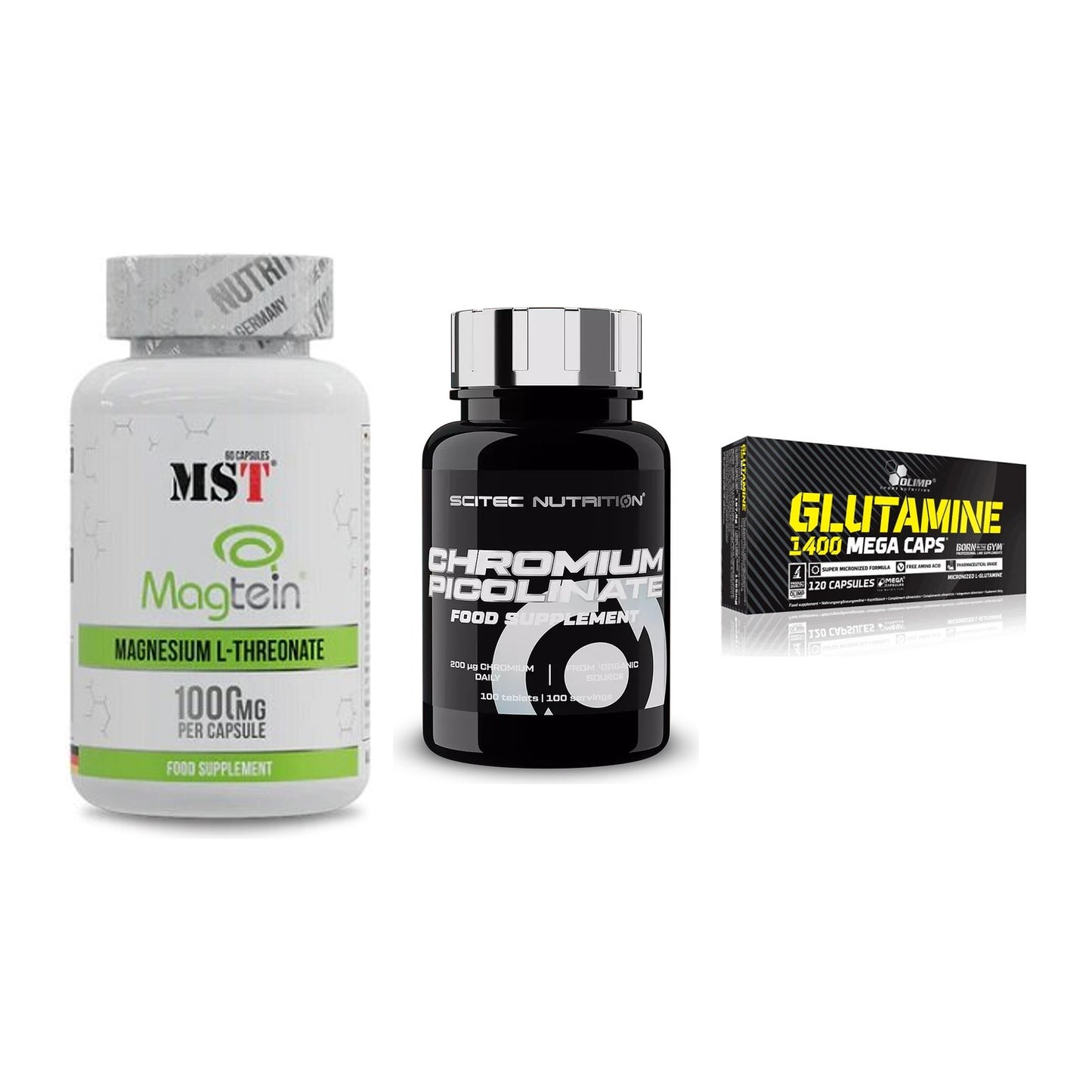 Ausdauer-Set: MST Magnesium + Scitec Chromium + Olimp L-Glutamin – alle enthaltenen Artikel