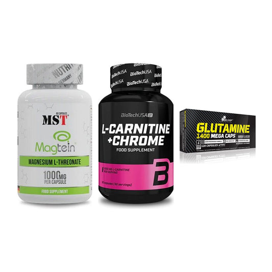 Ausdauer-Set: MST Magnesium + BioTech L-Carnit + Olimp L-Glutamin – alle enthaltenen Artikel