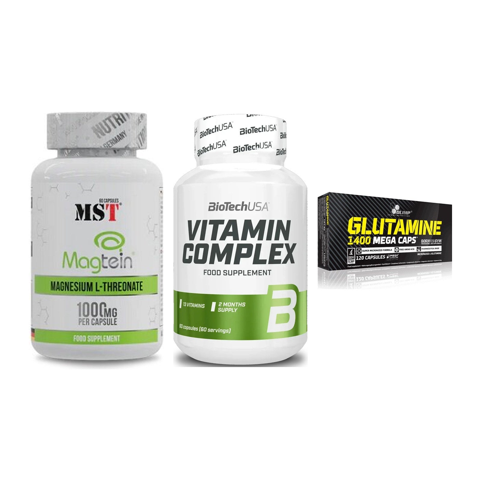 Ausdauer-Set: MST Magnesium + BioTech Vitamin + Olimp L-Glutamin – alle enthaltenen Artikel
