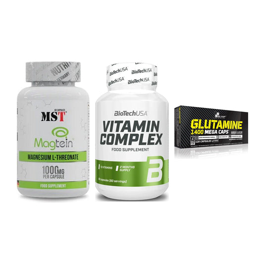 Ausdauer-Set: MST Magnesium + BioTech Vitamin + Olimp L-Glutamin – alle enthaltenen Artikel