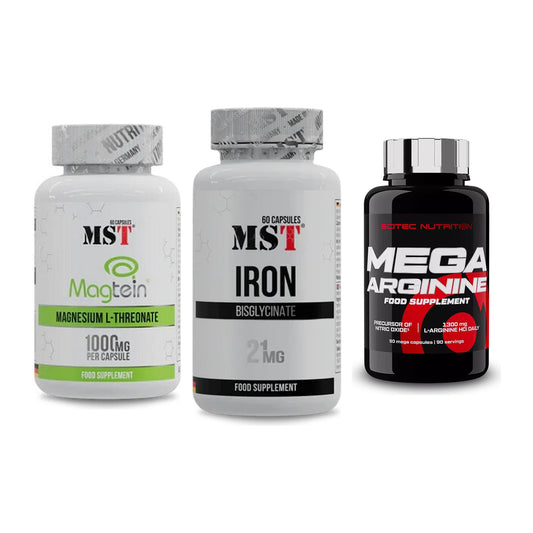 Ausdauer-Set: MST Magnesium + MST Iron Bisglyc + Scitec Mega – alle enthaltenen Artikel