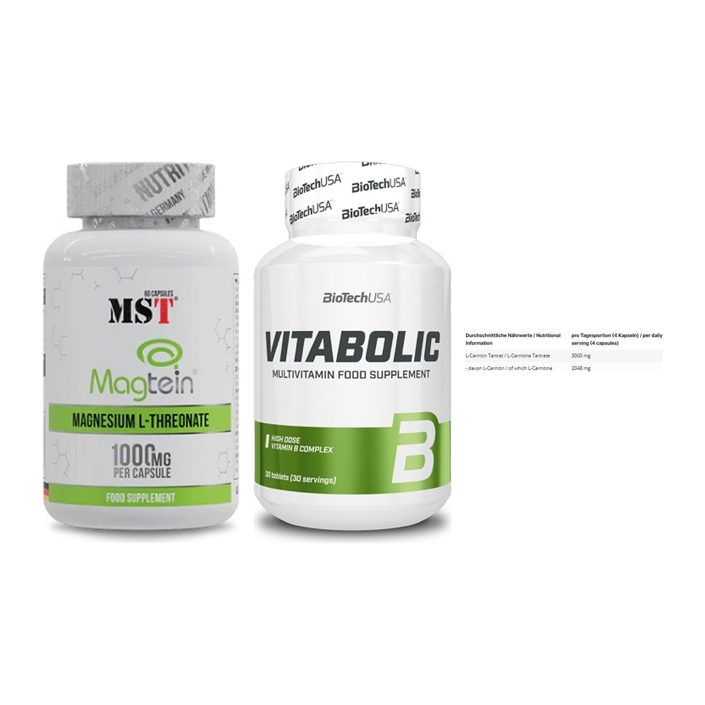 Ausdauer-Set: MST Magnesium + BioTech Vitaboli + INLEAD L-Carniti – alle enthaltenen Artikel