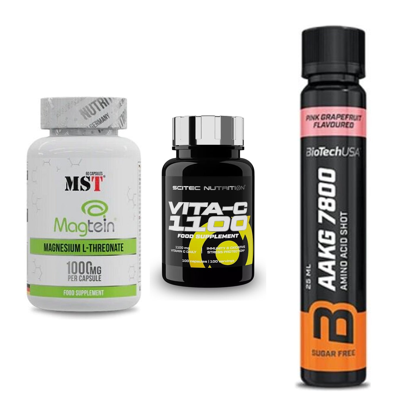 Ausdauer-Set: MST Magnesium + Scitec Vitamin C + BioTech AAKG – alle enthaltenen Artikel