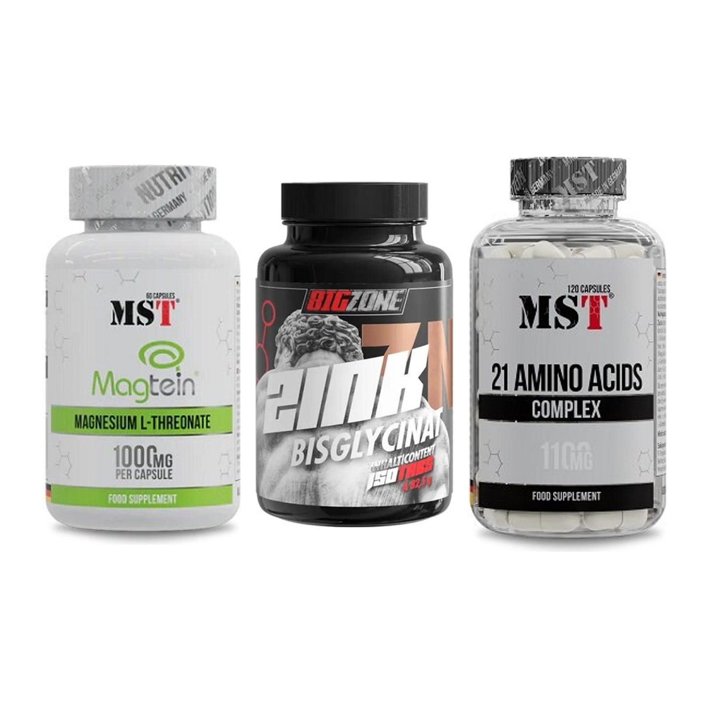 Ausdauer-Set: MST Magnesium + Big Zone Zink + MST 21 Amino – alle enthaltenen Artikel