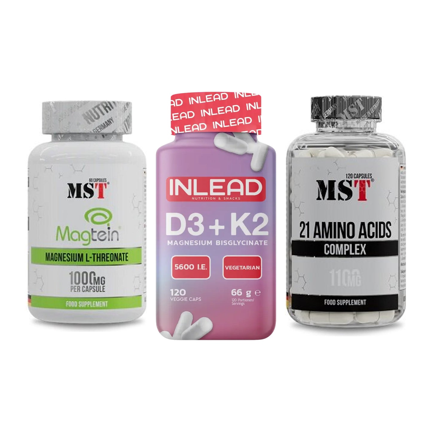 Ausdauer-Set: MST Magnesium + INLEAD Vitamin + MST 21 Amino – alle enthaltenen Artikel