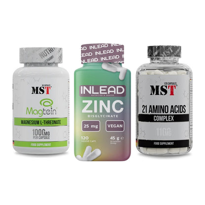 Ausdauer-Set: MST Magnesium + INLEAD Zink + MST 21 Amino – alle enthaltenen Artikel