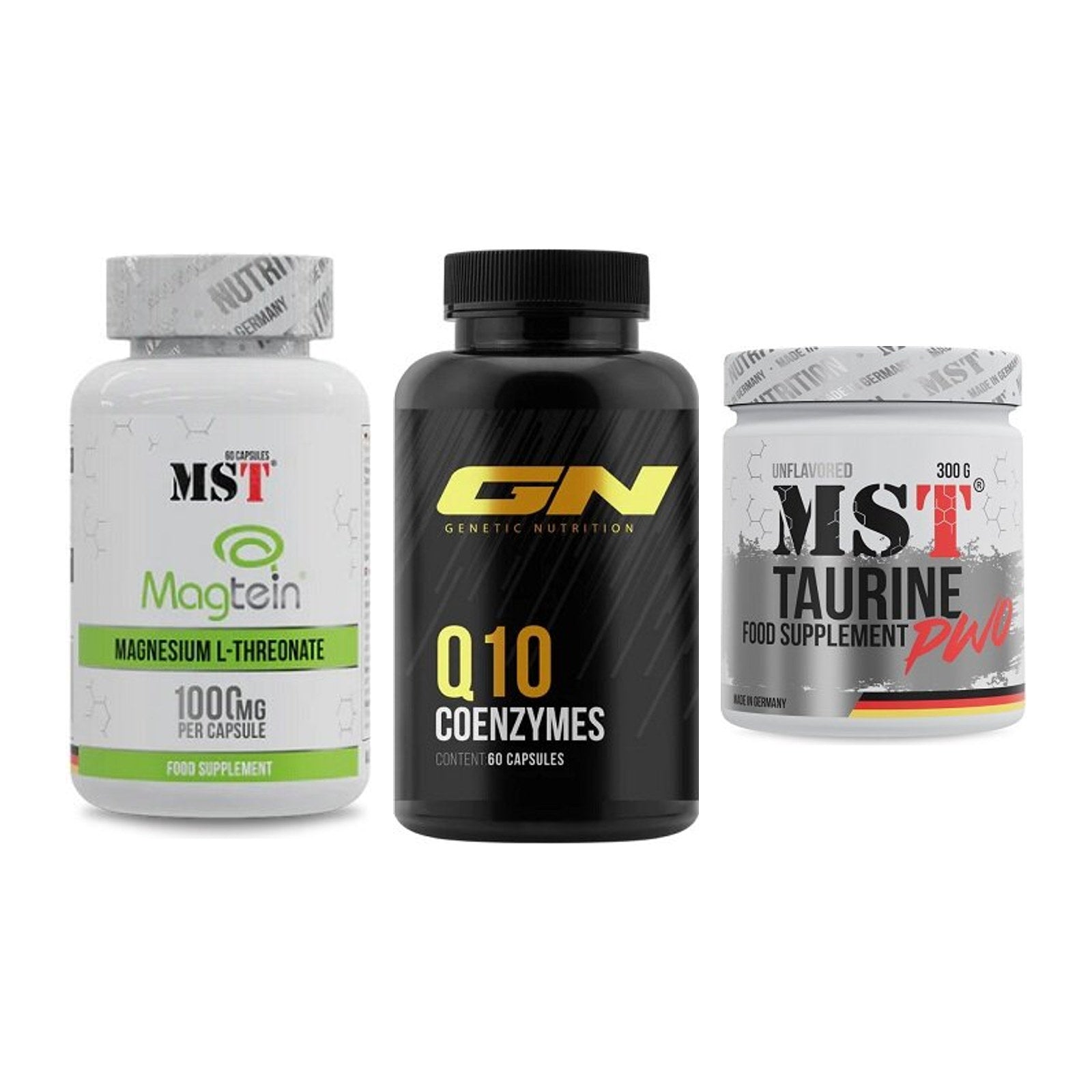 Ausdauer-Set: MST Magnesium + GN Q10 Health + MST Taurine – alle enthaltenen Artikel