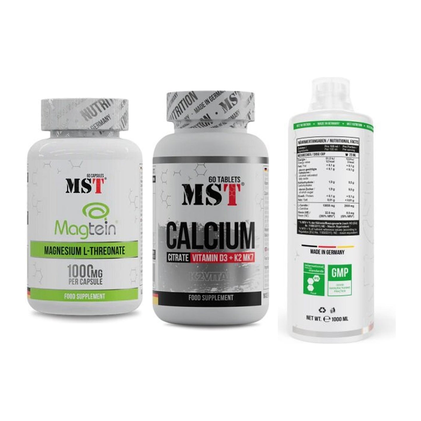 Ausdauer-Set: MST Magnesium + MST Calcium + MST L-Carnitine – alle enthaltenen Artikel