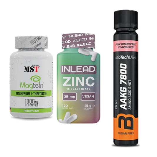 Ausdauer-Set: MST Magnesium + INLEAD Zink + BioTech AAKG – alle enthaltenen Artikel