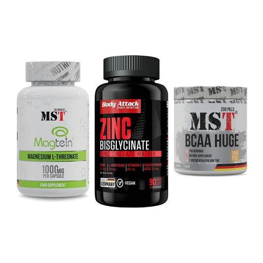 Ausdauer-Set: MST Magnesium + Body Attack Zink + MST BCAA Huge – alle enthaltenen Artikel