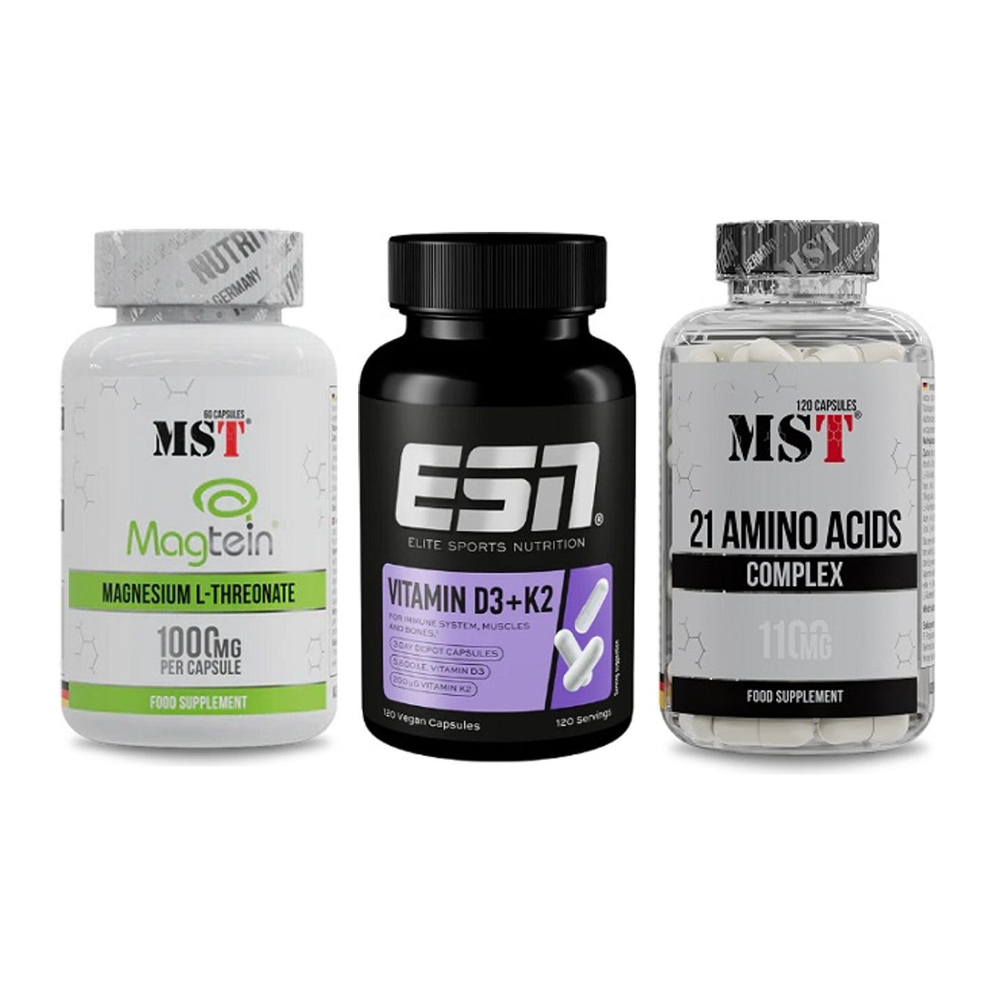 Ausdauer-Set: MST Magnesium + ESN Vitamin D3 + MST 21 Amino – alle enthaltenen Artikel