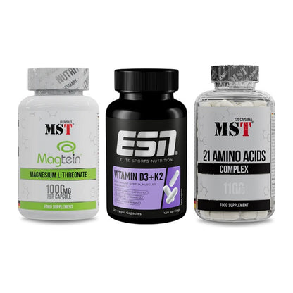 Ausdauer-Set: MST Magnesium + ESN Vitamin D3 + MST 21 Amino – alle enthaltenen Artikel